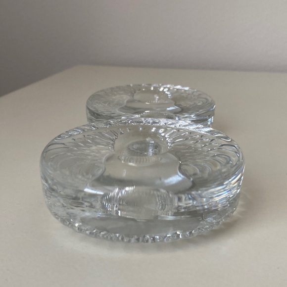 Vintage Glass Candlestick Holders solid glass starburst design heavyweight - Picture 5 of 11